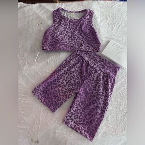 New Purple Animal Print e Practice Wear 7/8 gymnastics dance cheer